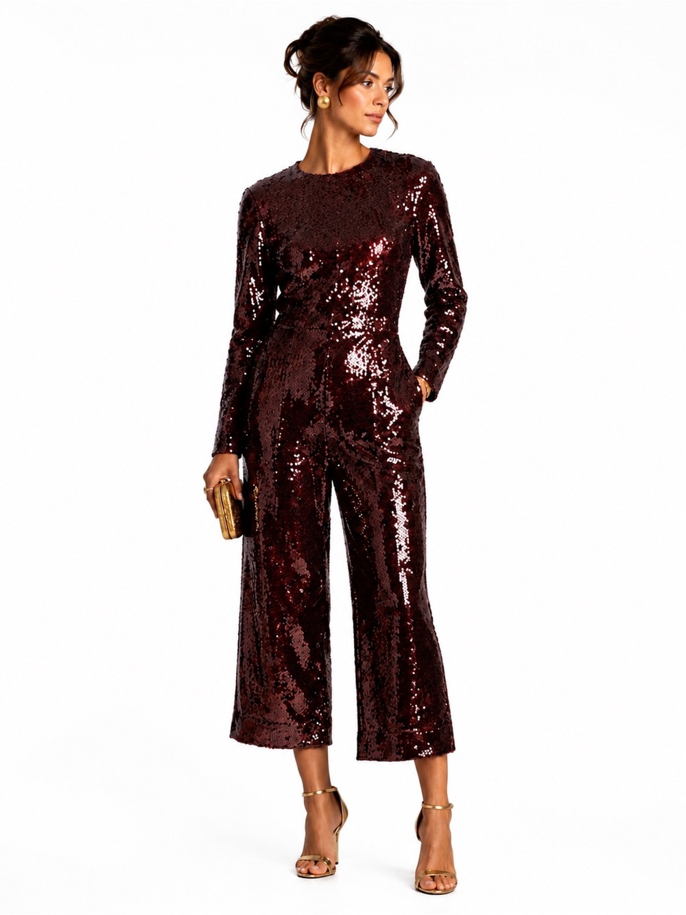 Reiss Jumpsuit  Sequin Burgundy Size 4 NWT
